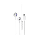 Promate LumiBuds-C LumiSound™ Transparent Stereo USB-C Wired RGB Earphones - Silver