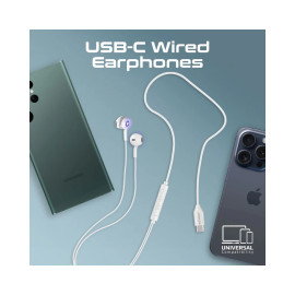 Promate LumiBuds-C LumiSound™ Transparent Stereo USB-C Wired RGB Earphones - Silver