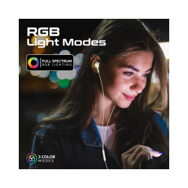 Promate LumiBuds-C LumiSound™ Transparent Stereo USB-C Wired RGB Earphones - Silver