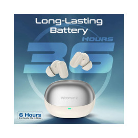 Promate Lush-Pro High-Definition TWS Earbuds with Intellitouch - White