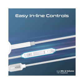 Promate MonoPod-LT MFI Certified Ergonomic In-Ear Wired Mono Earphone with Lightning Connector - White