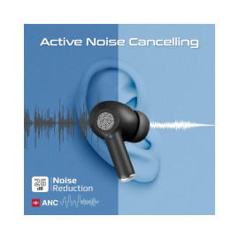 Promate ProPods High-Definition ANC TWS Earphones with intellitouch - Black