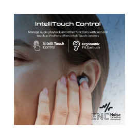Promate ProPods High-Definition ANC TWS Earphones with intellitouch - Black
