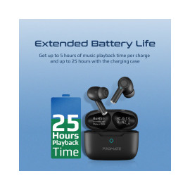 Promate ProPods High-Definition ANC TWS Earphones with intellitouch - Black