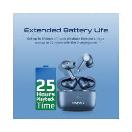 Promate ProPods High-Definition ANC TWS Earphones with intellitouch - Blue