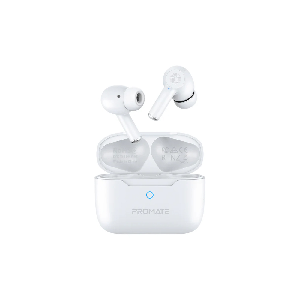 Promate ProPods High-Definition ANC TWS Earphones with intellitouch - White
