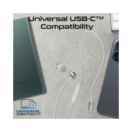 Promate Silken-ENC Ergonomic In-Ear USB-C Wired ENC Stereo Earphones - White