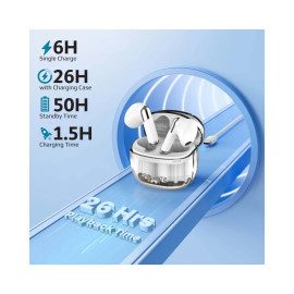 Promate TransPods High Definition Transparent TWS Earbuds with IntelliTouch - White