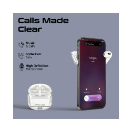 Promate TransPods High Definition Transparent TWS Earbuds with IntelliTouch - White