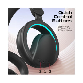 Promate Novon High-Fidelity Open Ear Wireless Over-Ear Headphones with Detachable Mic - Black
