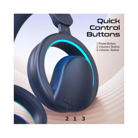 Promate Novon High-Fidelity Open Ear Wireless Over-Ear Headphones with Detachable Mic - Blue