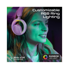 Promate Novon High-Fidelity Open Ear Wireless Over-Ear Headphones with Detachable Mic - Purple