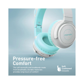 Promate Panda KidSafe Kawaii Style Wireless Kids Headset - Aqua
