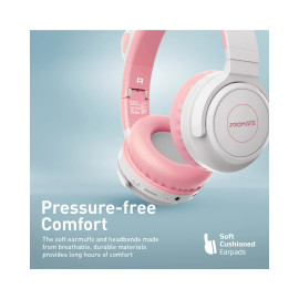 Promate Panda KidSafe Kawaii Style Wireless Kids Headset - Bubble Gum