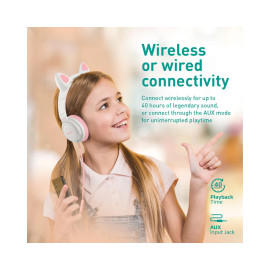 Promate Panda KidSafe Kawaii Style Wireless Kids Headset - Bubble Gum