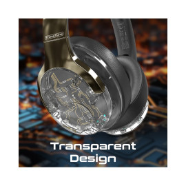 Promate TransTune Active Noise Cancelling Hi-Fi Stereo Wireless Headphones with RGB Lights - Gun Metal
