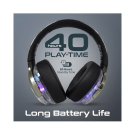 Promate TransTune Active Noise Cancelling Hi-Fi Stereo Wireless Headphones with RGB Lights - Gun Metal