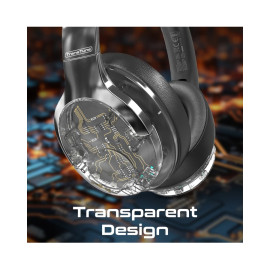 Promate TransTune Active Noise Cancelling Hi-Fi Stereo Wireless Headphones with RGB Lights - Silver