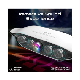 Promate Delta-X 20W BassBoost™ Quad Speaker Wireless RGB Soundbar - White