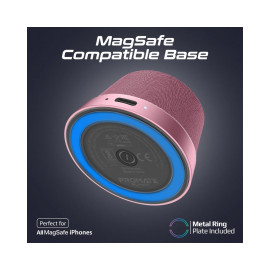 Promate Punch High-Fidelity Mini Bluetooth Speaker with MagSafe Compatible Base - Pink