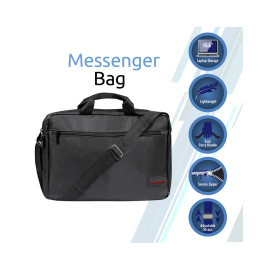 Promate Gear-MB Premium Lightweight Messenger Bag for Laptops up to 15.6” with Front Storage Zipper