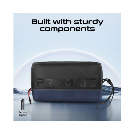 Promate Vali Lightweight Tech Essential Organizer Pouch Bag with Multiple Pockets - Blue