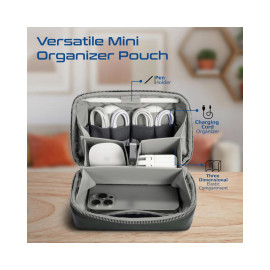 Promate Velvena Compact Tech Essential Organizer Pouch Bag with Multiple Compartments - Black