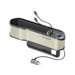 Promate CarMate-RPD 65W Multi-Functional Car Organizer and Charging Station with USB-C & Lightning Retractable Cables - Beige