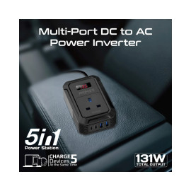 Promate Inverto-200W Multi-Port DC to AC Power Inverter with 200W AC Socket