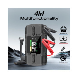 Promate PatrolPack-3 1200A/12V High-Capacity Jump Starter 150PSI Air Compressor with 12000mAh Power bank & Flashlight