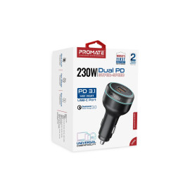 Promate PowerDrive-230 230W RapidCharge™ Car Charger with Dual Power Delivery and Quick Charge Ports