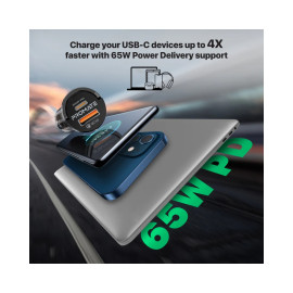 Promate TransDrive-65W 65W RapidCharge™ Transparent Mini Car Charger with Power Delivery & QC 3.0