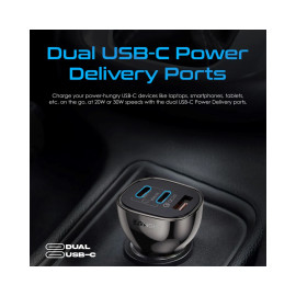 Promate TransDrive-80W 80W Multi-Port Transparent Car Charger with QC 3.0 & Power Delivery