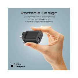 Promate ChargeKit-25PDi 25W Power Delivery Dual Port Adapter with Ultra-Fast USB-C to Lightning Cable