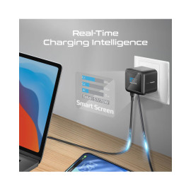 Promate Cubix-R70 70W GaNFast™ Wall Charger w/ Retractable USB-C Cable