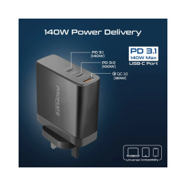Promate GaNCharge-140W 140W Power Delivery 3.1 GaN Charger