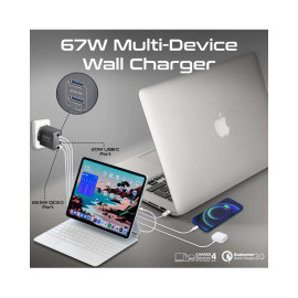 Promate GaNPort4-67PD 67W Power Delivery GaNFast™ Charger with Quick Charge 3.0