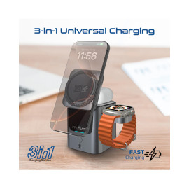 Promate iDock-Trio Ultra-Compact Auto-Fold 15W MagSafe compatible wireless charging station