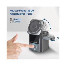 Promate iDock-Trio Ultra-Compact Auto-Fold 15W MagSafe compatible wireless charging station