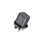 Promate PowerPort-25AC Ultra-Fast Dual Port AC Charger with 25W Power Delivery and QC 3.0 - Black