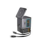 Promate PowerSync-105 105W GaNFast™ Multi-Port Wireless Charging Station with Dual Retractable Cables