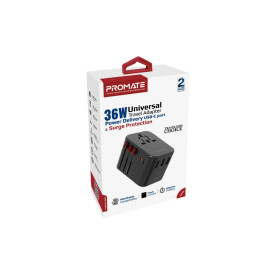 Promate TripMate-36W Smart Charging Surge Protected Universal Travel Adapter