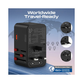 Promate TripMate-GaN160 160W GaNFast™ Universal Travel Adapter with Multiple Ports