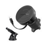 Promate MagDrive-R 15W MagSafe Compatible Car Wireless Charger with Retractable Cable