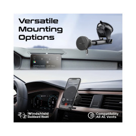Promate MagDrive-R 15W MagSafe Compatible Car Wireless Charger with Retractable Cable