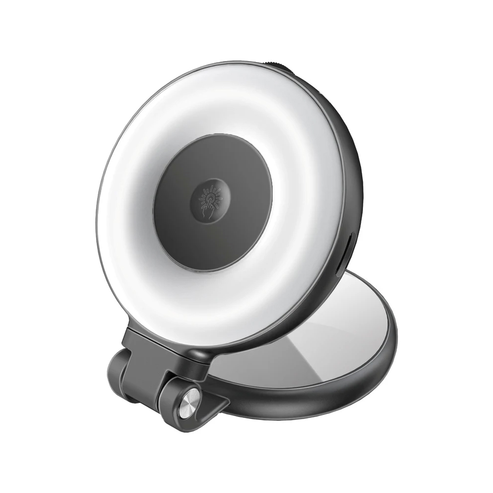 Promate MagHalo-Pro 360° Rotatable Ultra-Slim MagSafe Compatible Rechargeable LED Ring Light - Black