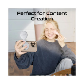 Promate MagHalo-Pro 360° Rotatable Ultra-Slim MagSafe Compatible Rechargeable LED Ring Light - Grey