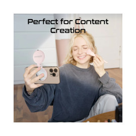 Promate MagHalo-Pro 360° Rotatable Ultra-Slim MagSafe Compatible Rechargeable LED Ring Light - Rose Gold