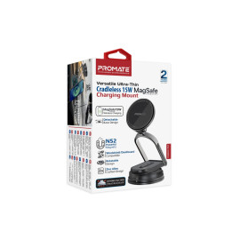 Promate MagNeo-15W Versatile Ultra-Thin Cradleless 15W MagSafe Compatible Charging Mount