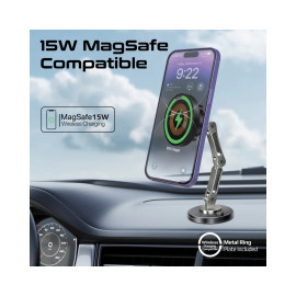 Promate Magnus-Qi SecureGrip ™ 360° Cradleless 15W Magsafe Compatible Wireless Car Charger
